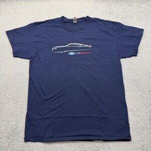 Gildan Heavy Cotton Ford Performance Mens Large Mustang Silhouette Blue T-Shirt